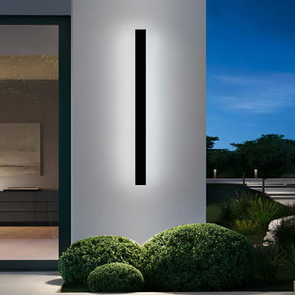 Minimalist Long Strip LED Waterproof Black Modern Solar Wall Sconce Lighting-Lighom
