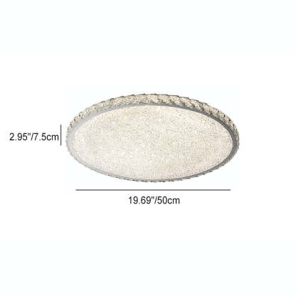 Modern Stainless Steel Crystal Rectangular LED Flush Light — Large - Round / Infinitely Dimmable / 110V-120V For US/CA