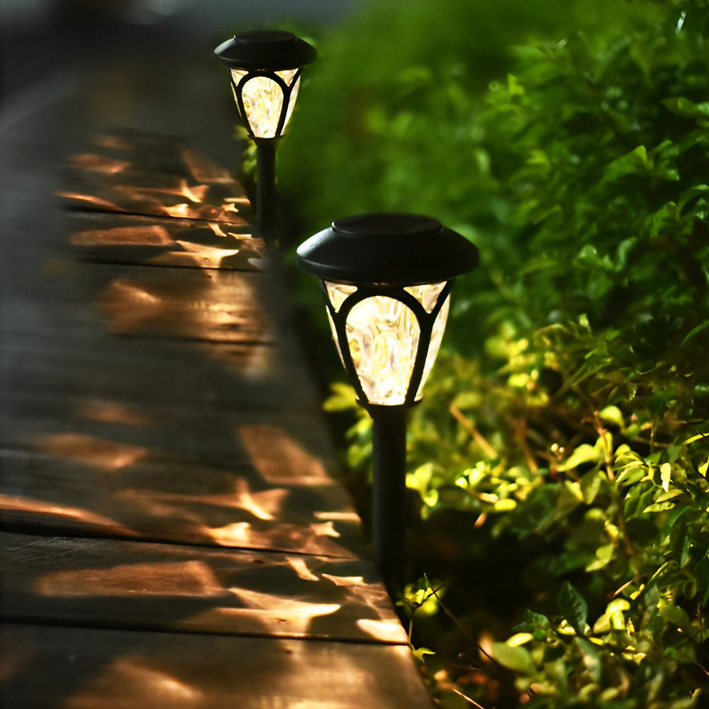 2PCS Waterproof Glass Lampshade LED Intelligent Black Solar Lawn Lamp-Lighom