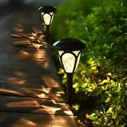 2PCS Waterproof Glass Lampshade LED Intelligent Black Solar Lawn Lamp-Lighom