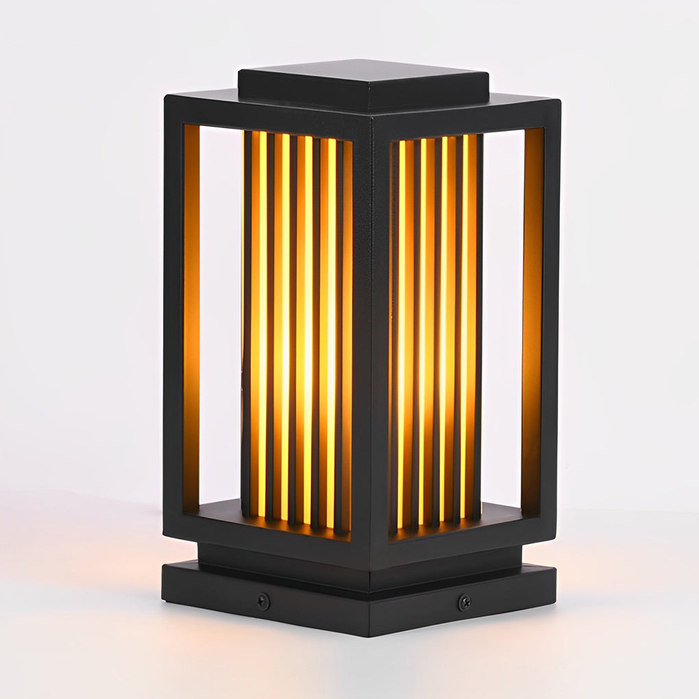 Modern Black LED Cage Pathway Lawn Lamp-Lighom