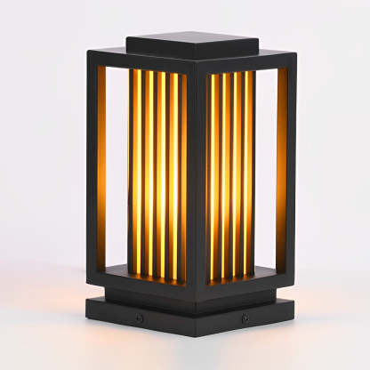 Modern Black LED Cage Pathway Lawn Lamp-Lighom