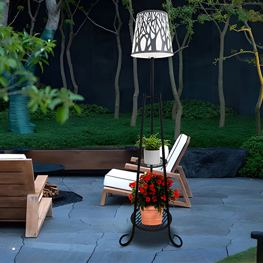 Modern Outdoor Floor Lamp with Shelves-Lighom