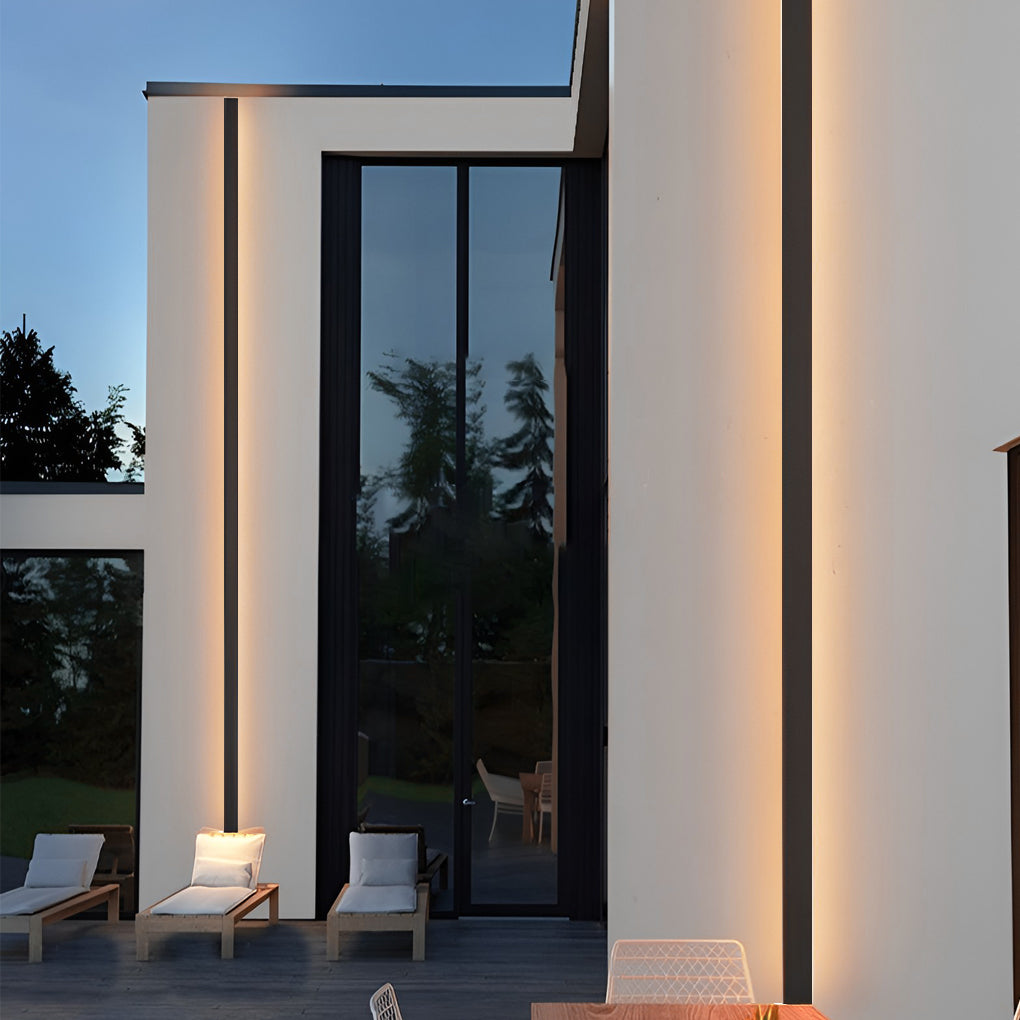 Black Long Strip Sconce Light Wall Lights Outdoor LED Lighting-Lighom