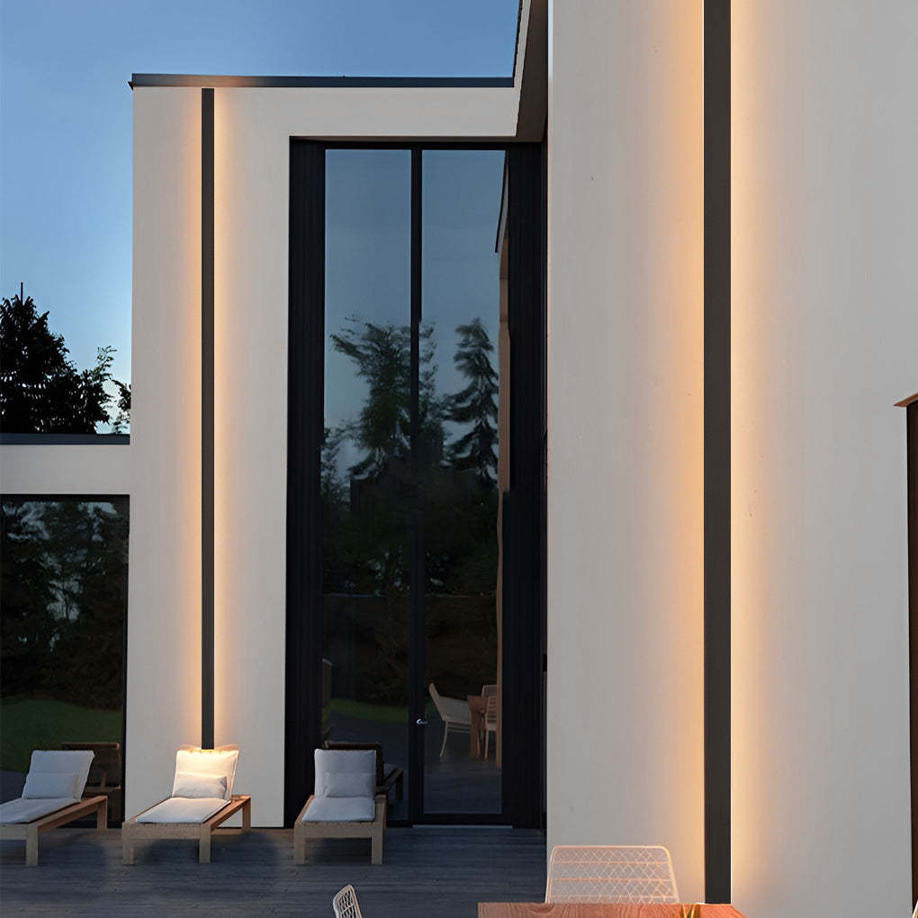 Black Long Strip Sconce Light Wall Lights Outdoor LED Lighting-Lighom