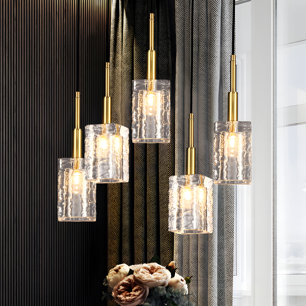 Modern island rod brass copper crystal pendant lighting