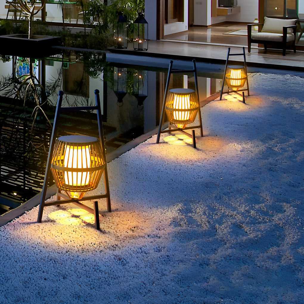 Modern portable lantern outdoor lanterns & lamps in metal — Set of 2