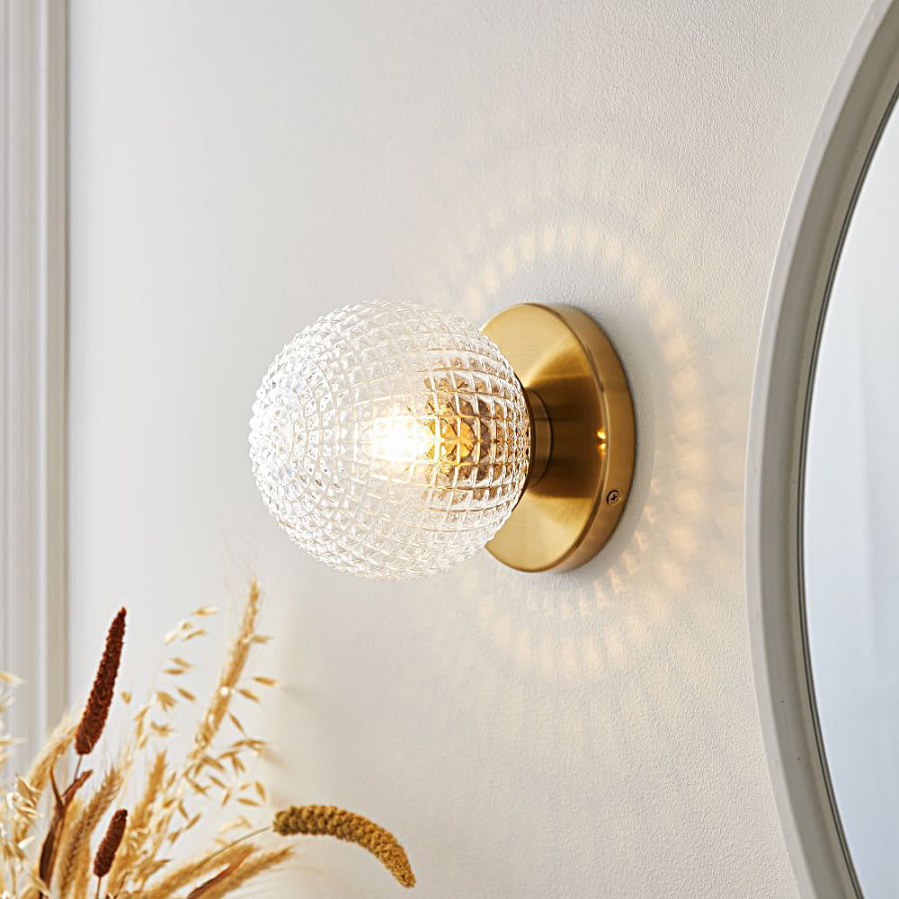 Glass Ball Copper Dimmable Modern LED Wall Light