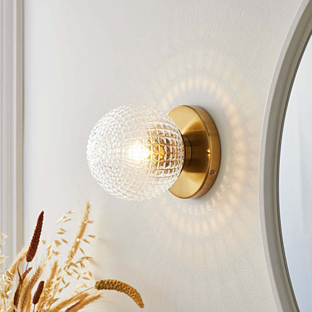 Glass Ball Copper Dimmable Modern LED Wall Light
