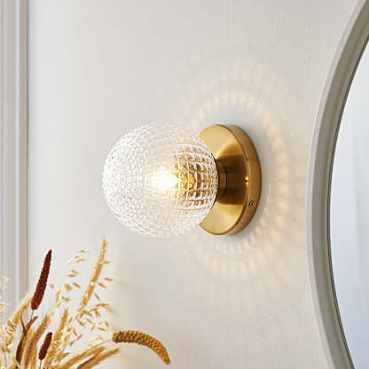 Glass Ball Copper Dimmable Modern LED Wall Light