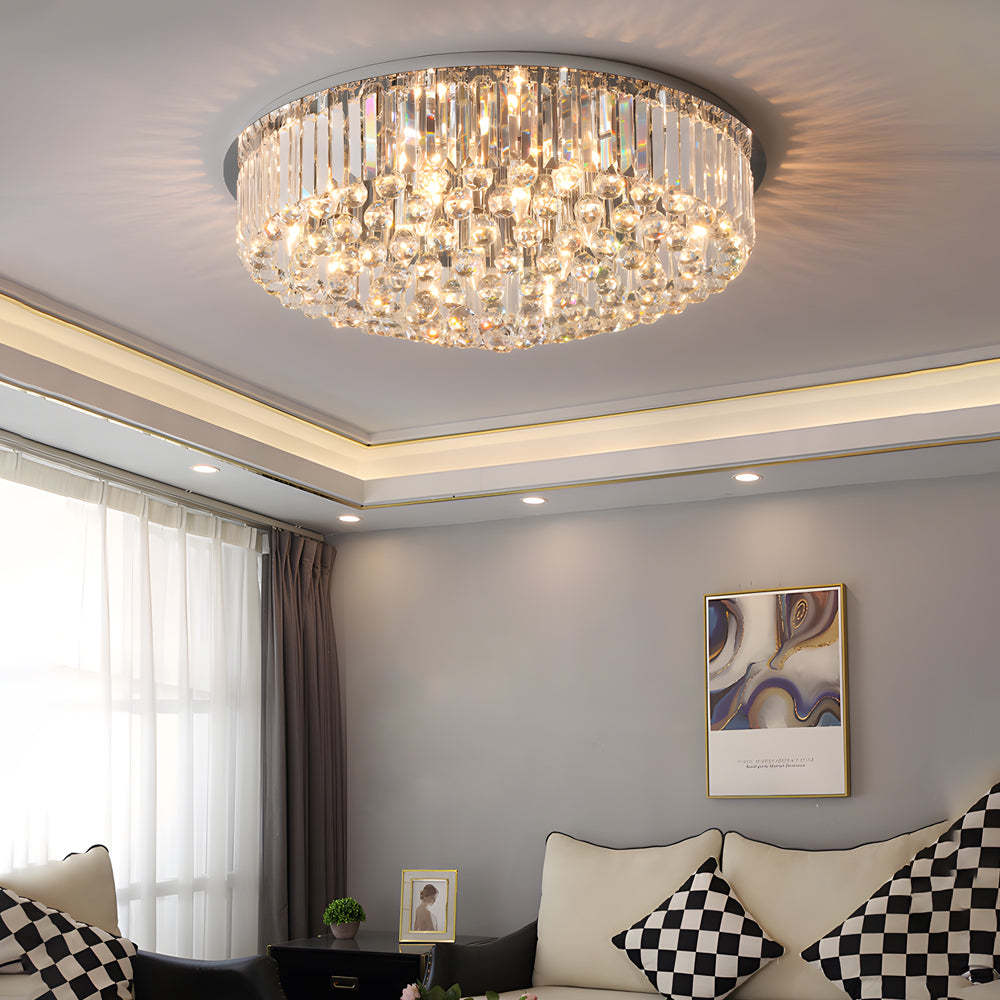 Round Dimmable Modern Crystal Ceiling Light