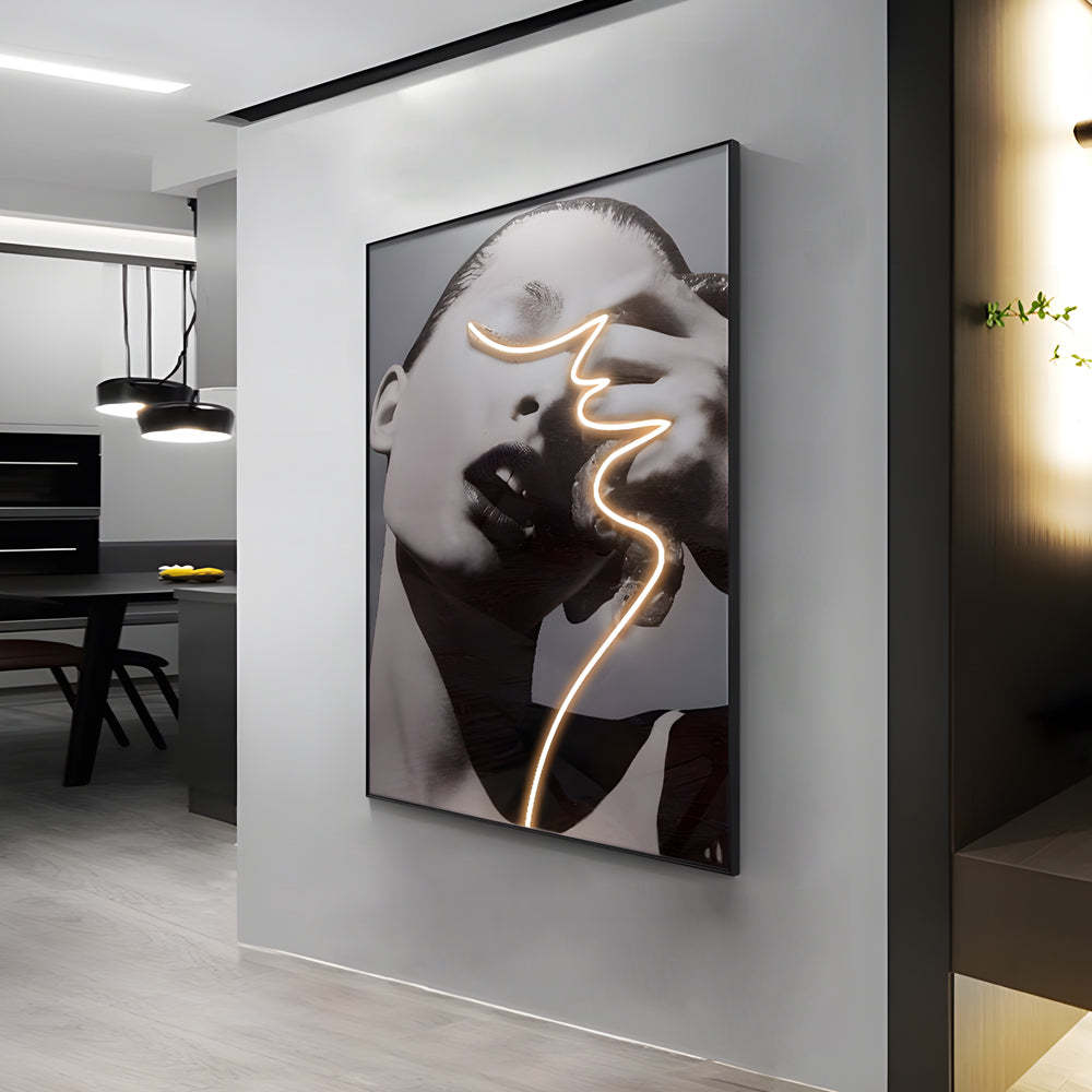 LED Crystal Porcelain Lady Profile Wall Painting-Lighom