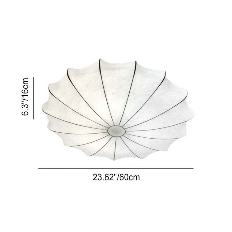 Nordic White Beige Round Faux Silk Flush Ceiling Light