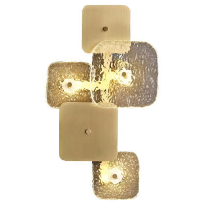 Creative Rounded Square Glass Copper LED Modern Wall Sconce Lighting-Lighom