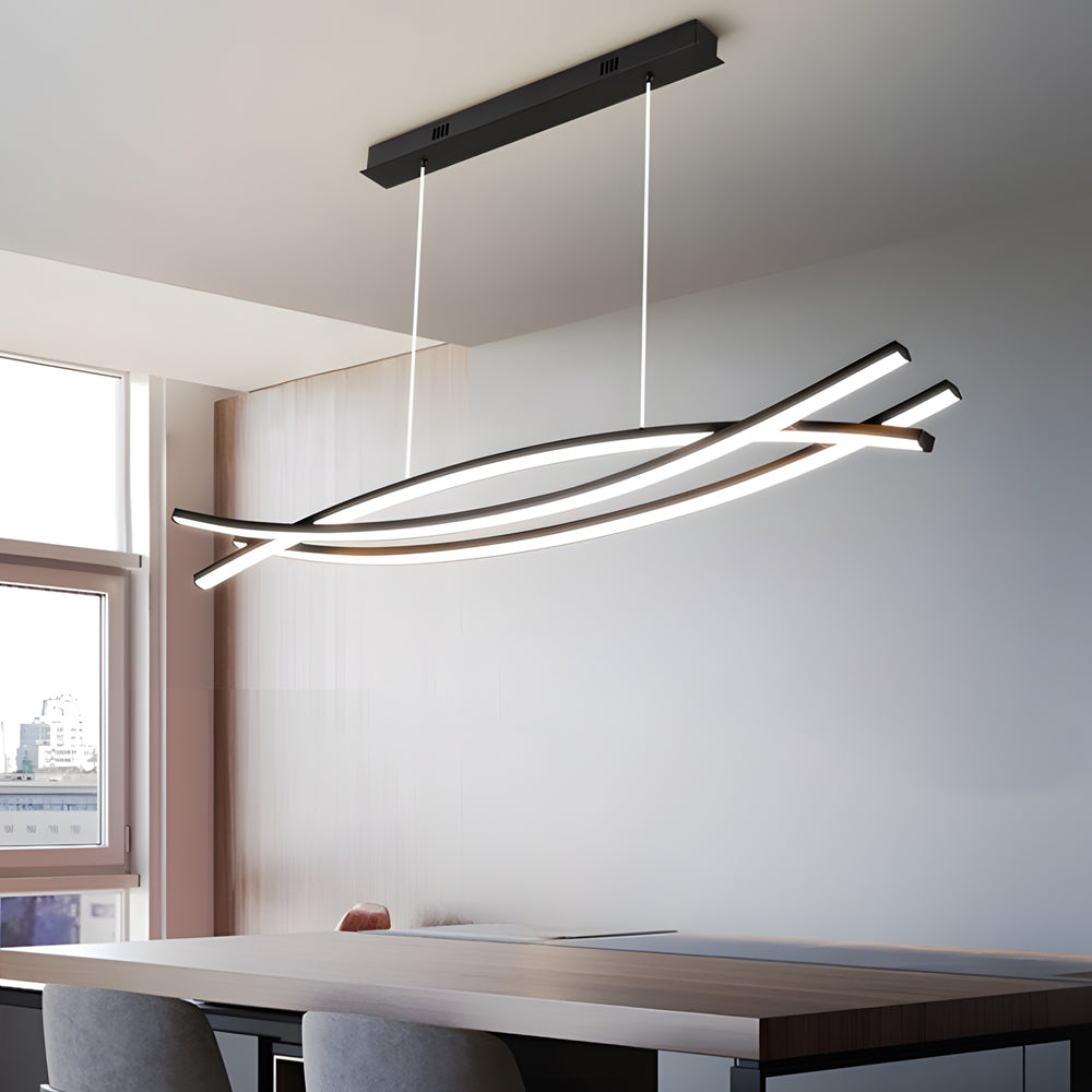 Modern long line pendant lighting in synthetic — 39.4" / Dimmable with Remote