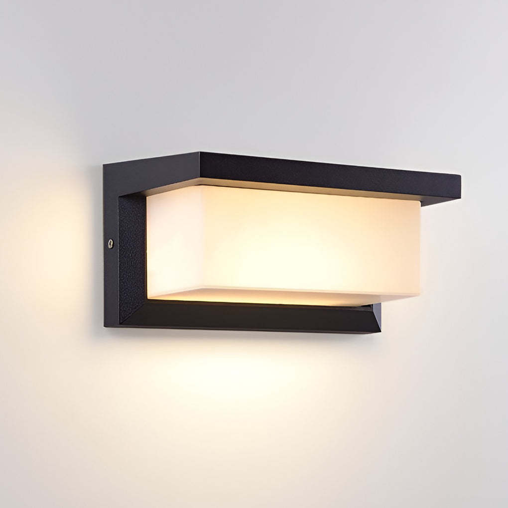 Rectangle Light-Control Black Modern Solar Sconce