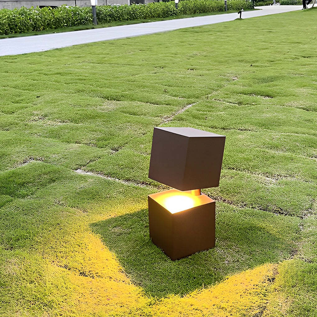 Creative Square Geometric Art Waterproof LED Modern Outdoor Lawn Light-Lighom