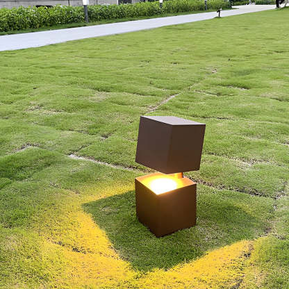 Creative Square Geometric Art Waterproof LED Modern Outdoor Lawn Light-Lighom