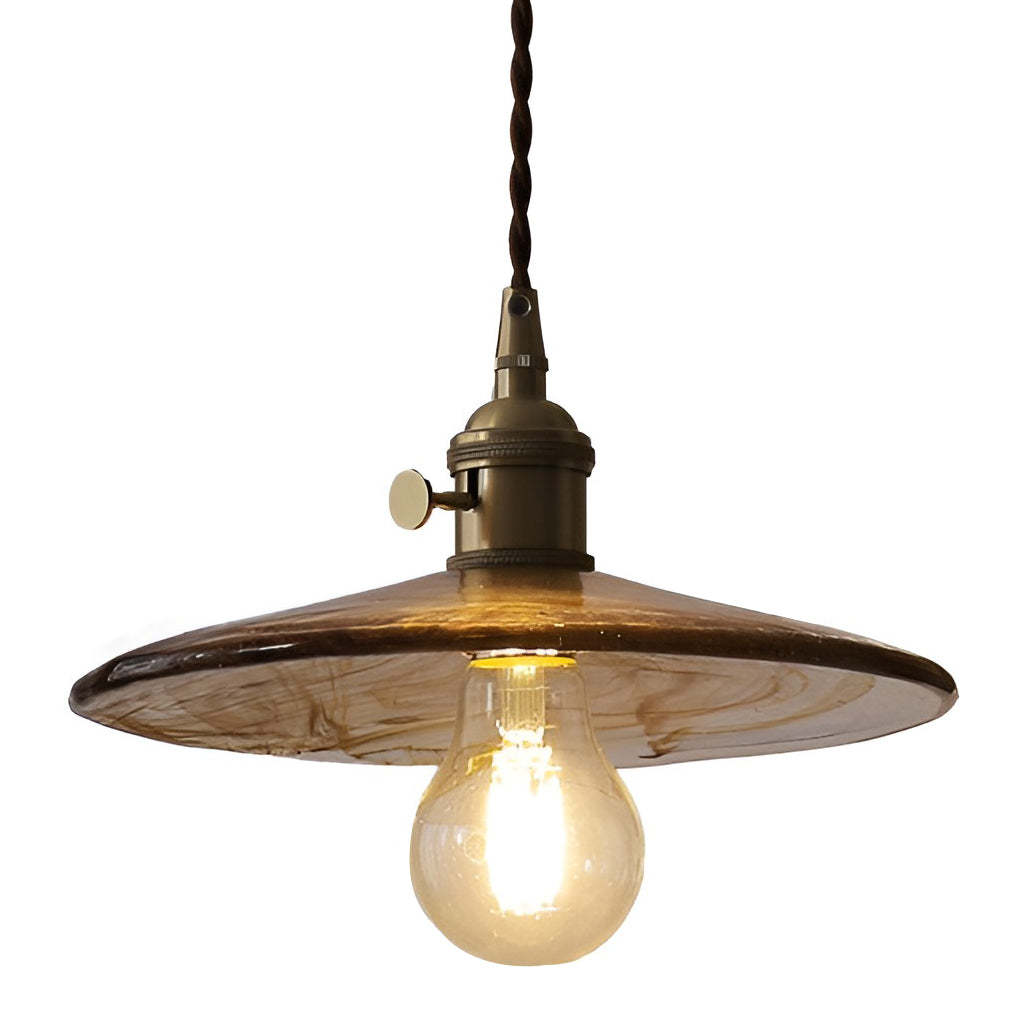 Circular Brown Glass LED Retro Island Pendant