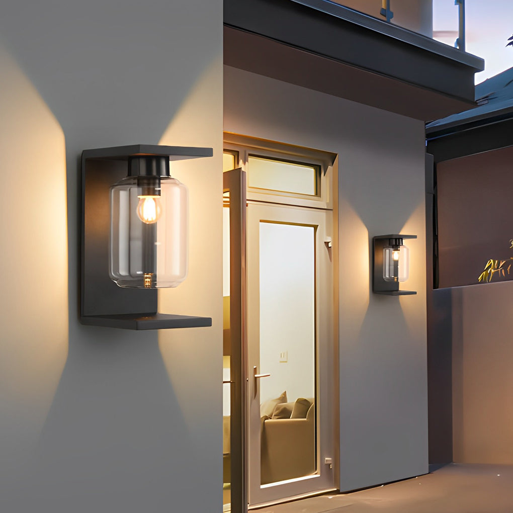 Modern black outdoor wall lighting in glass — Hardwired