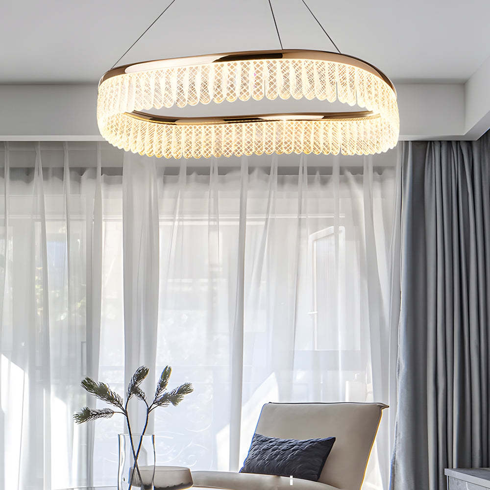 Lighom modern round white chandeliers in crystal — 37.4"