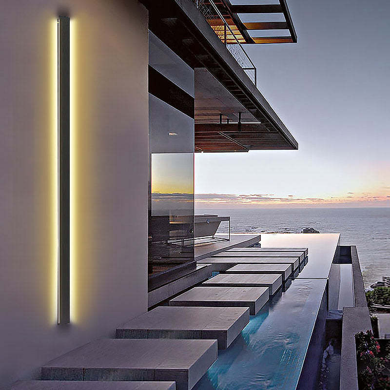 Waterproof Outdoor Long Strip Black Modern Porch Lights Outdoor Wall Lights-Lighom