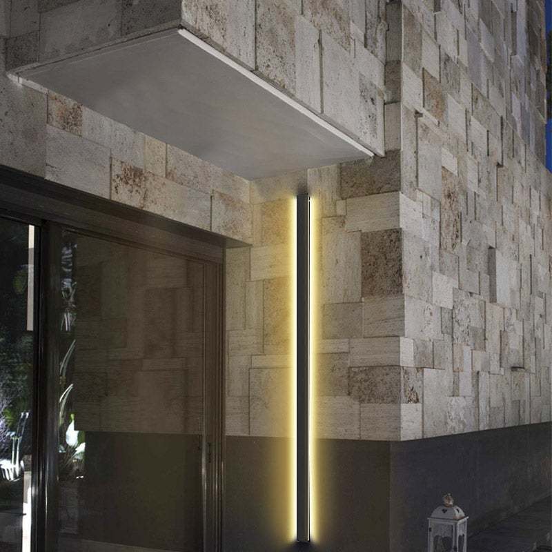 LED Long Strip Metal Waterproof Black Minimalist Outdoor Wall Lights-Lighom