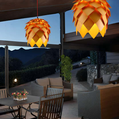 Wood Pine Cone LED Japanese Chandelier