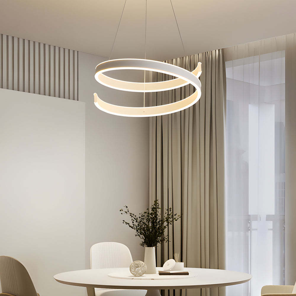 Matte White Twisted Dimmable LED Ring Pendant Lamp