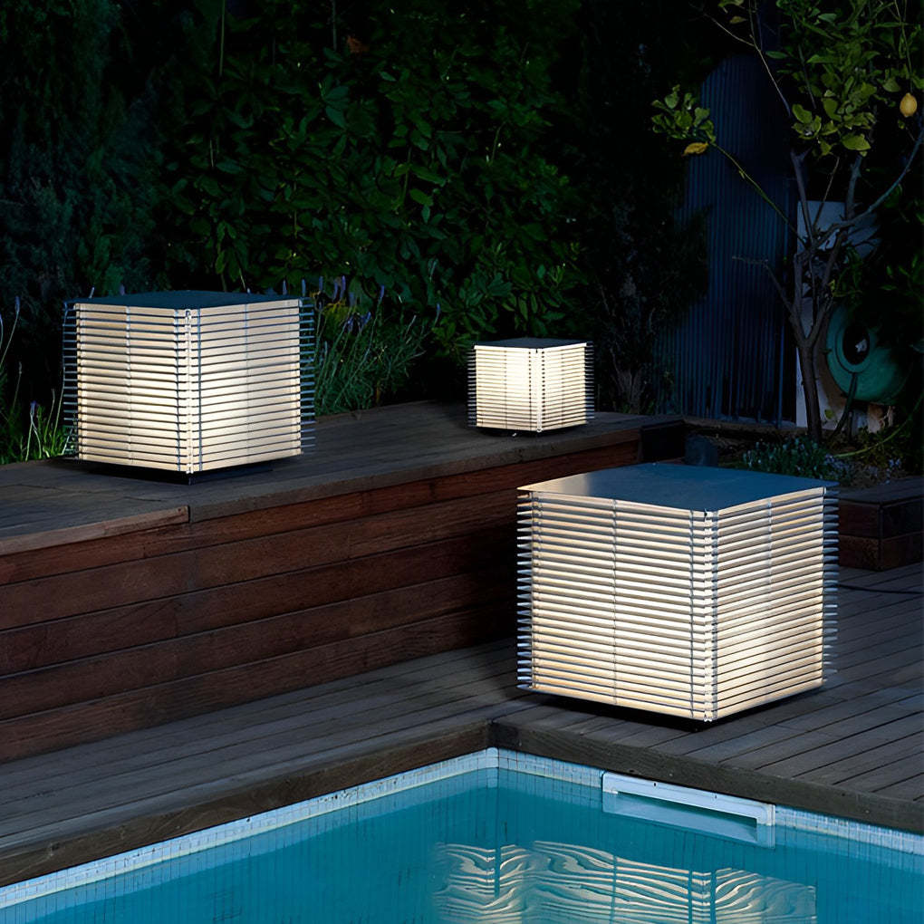 Square Grids Waterproof IP65 LED Black Modern Outdoor Lights Lawn Lamp-Lighom