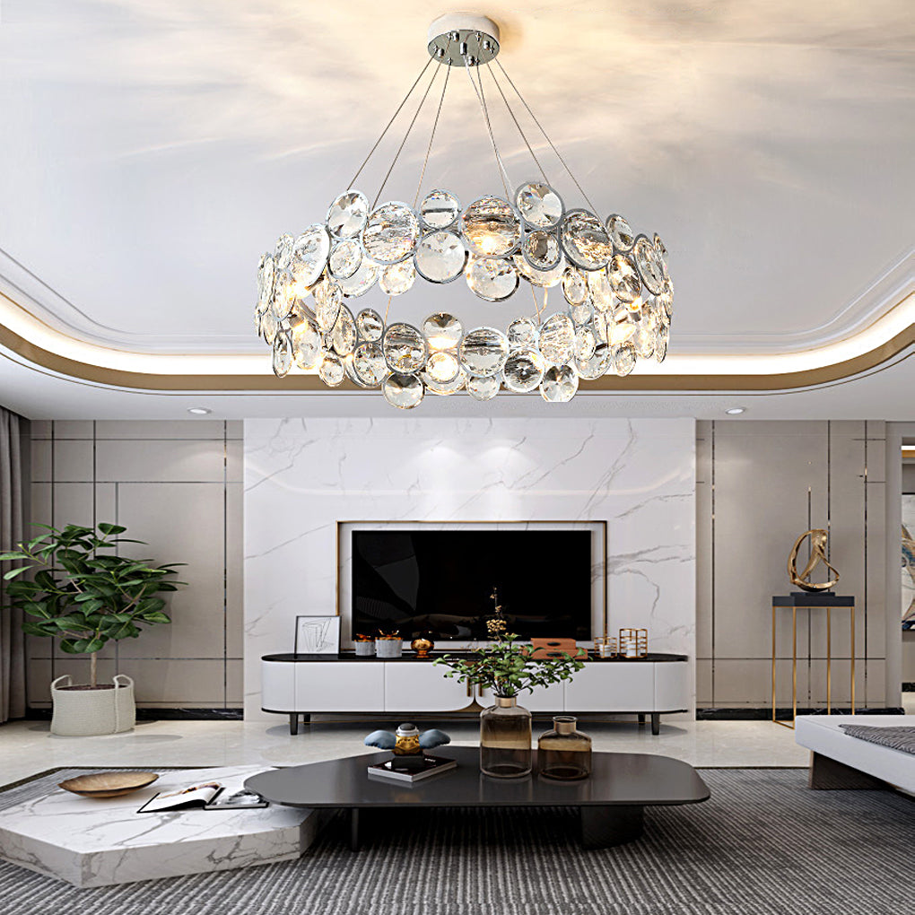 Round Bubble Crystal Plated Metal Modern Chandelier — 31''