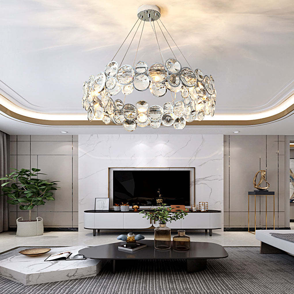 Lighom modern round bubble gray chandeliers in metal — 31" Diameter