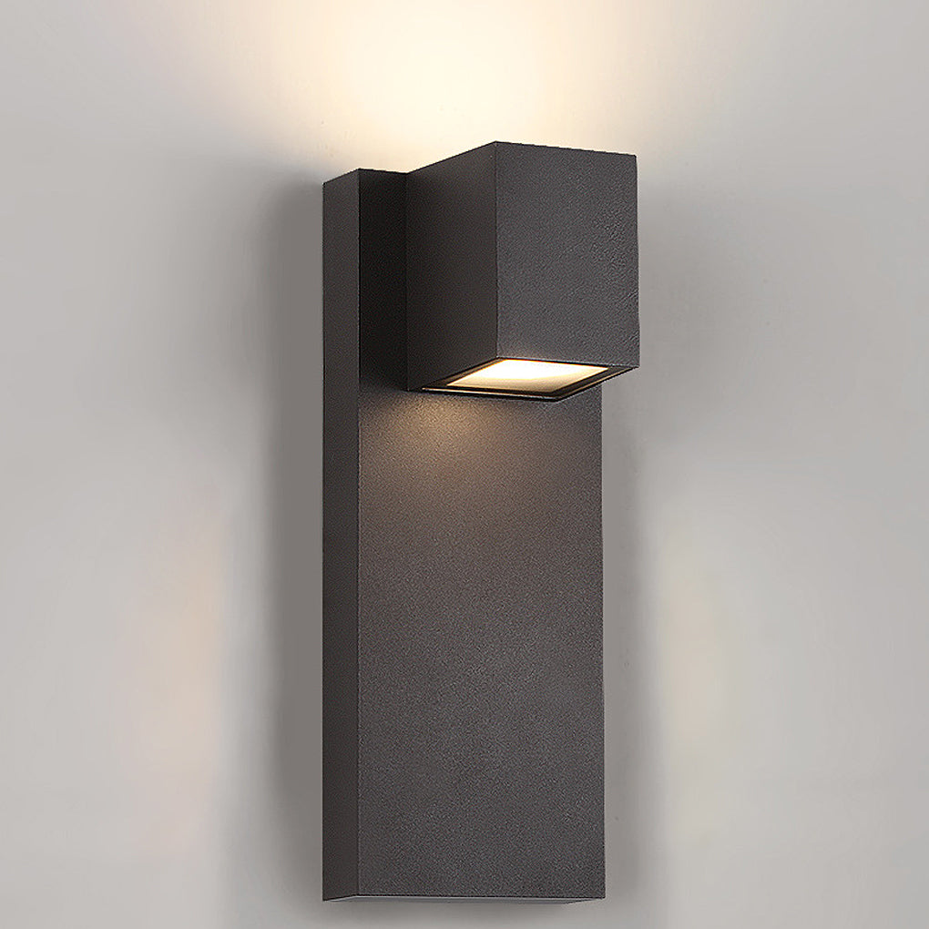 Square Waterproof LED Up and Down Lights Modern Outdoor Wall Lamp Wall Sconce Lighting-Lighom