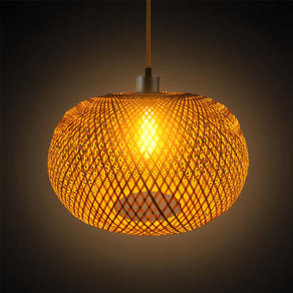 Round Handmade Bamboo Rattan Modern Pendant