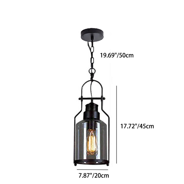 Industrial Vintage Iron Glass Jar Pendant