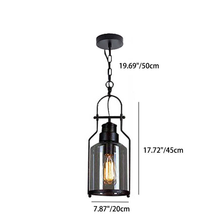 Industrial Vintage Iron Glass Jar Pendant