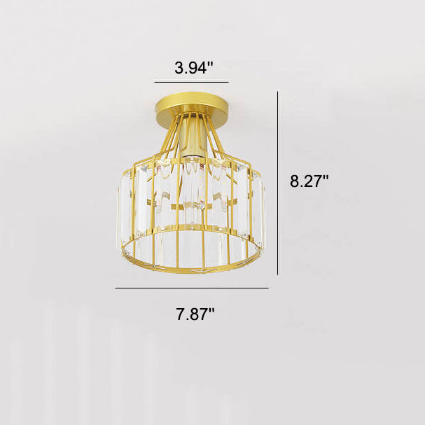 Modern Crystal Dome Semi-Flush Ceiling Light — Black / Semi-Flush Mount Lighting / 220V-240V For UK/AU