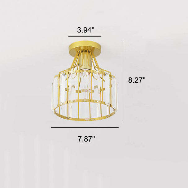 Modern Crystal Dome Semi-Flush Ceiling Light — Black / Semi-Flush Mount Lighting / 220V-240V For UK/AU
