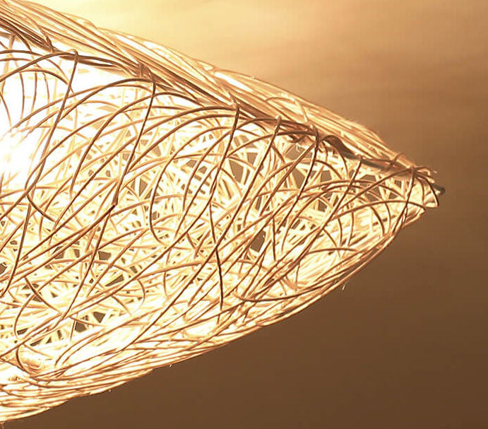 Modern Rattan Nest Square 3-Light Flush Ceiling Light