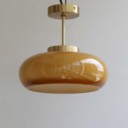 Vintage Brass Yellow Glass Ceiling Light