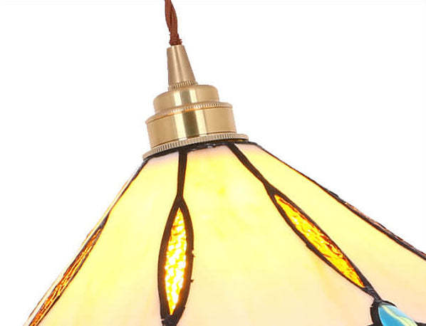 Vintage Tiffany Stained Glass Umbrella Pendant — 110V-120V For US/CA / Sky Blue