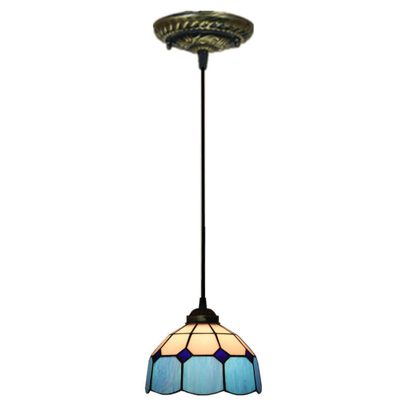 Tiffany European Stained Glass Dome Pendant Light — Green / 110V-120V For US/CA