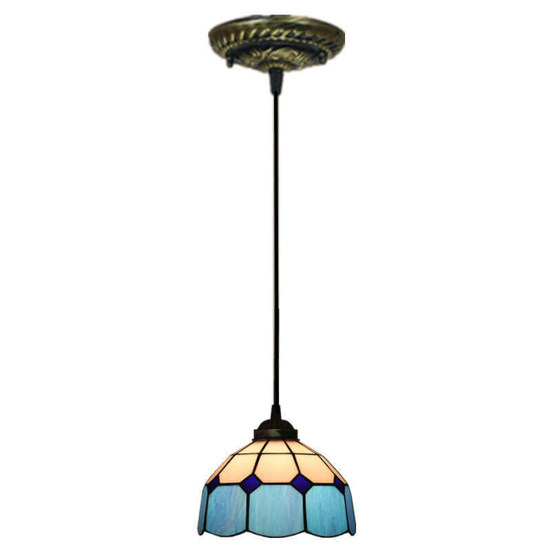 Tiffany European Stained Glass Dome Pendant Light — Green / 110V-120V For US/CA