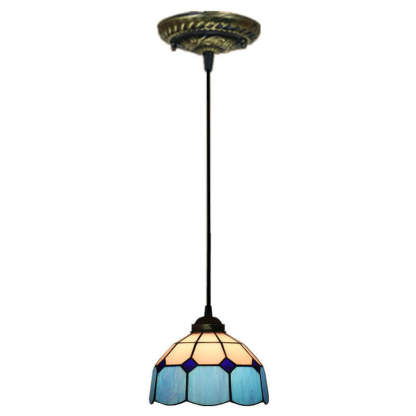 Tiffany European Stained Glass Dome Pendant Light — Green / 110V-120V For US/CA