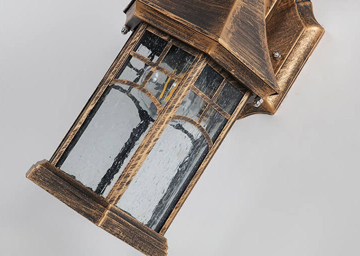 Vintage Lantern Glass Outdoor Wall Sconce