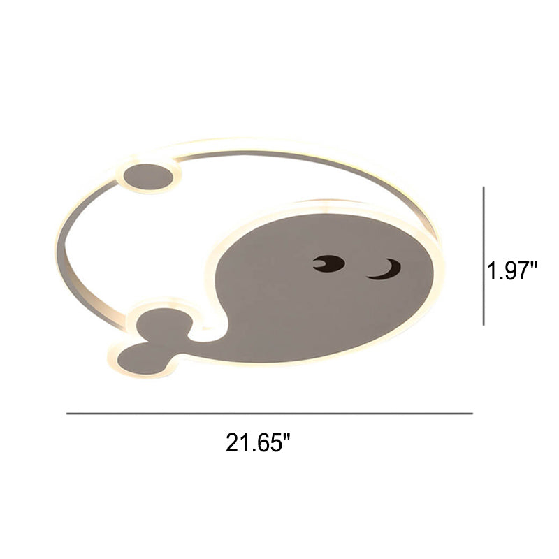 Cartoon Dolphin Moon LED Kids Flush Mount Light