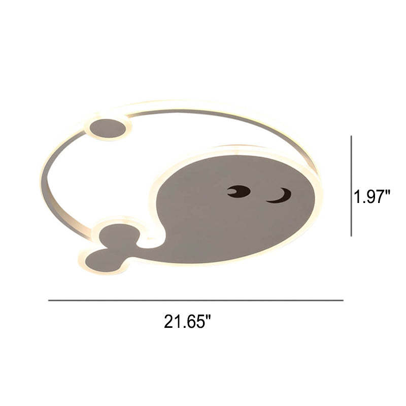 Cartoon Dolphin Moon LED Kids Flush Mount Light