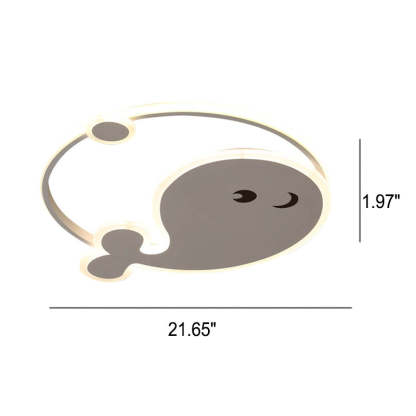 Cartoon Dolphin Moon LED Kids Flush Mount Light