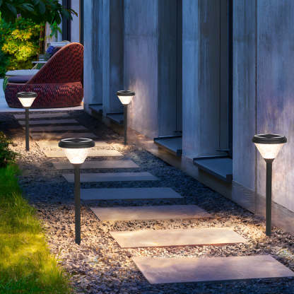 Black 27.6-Inch H Solar LED Path Lights with Stake-Lighom