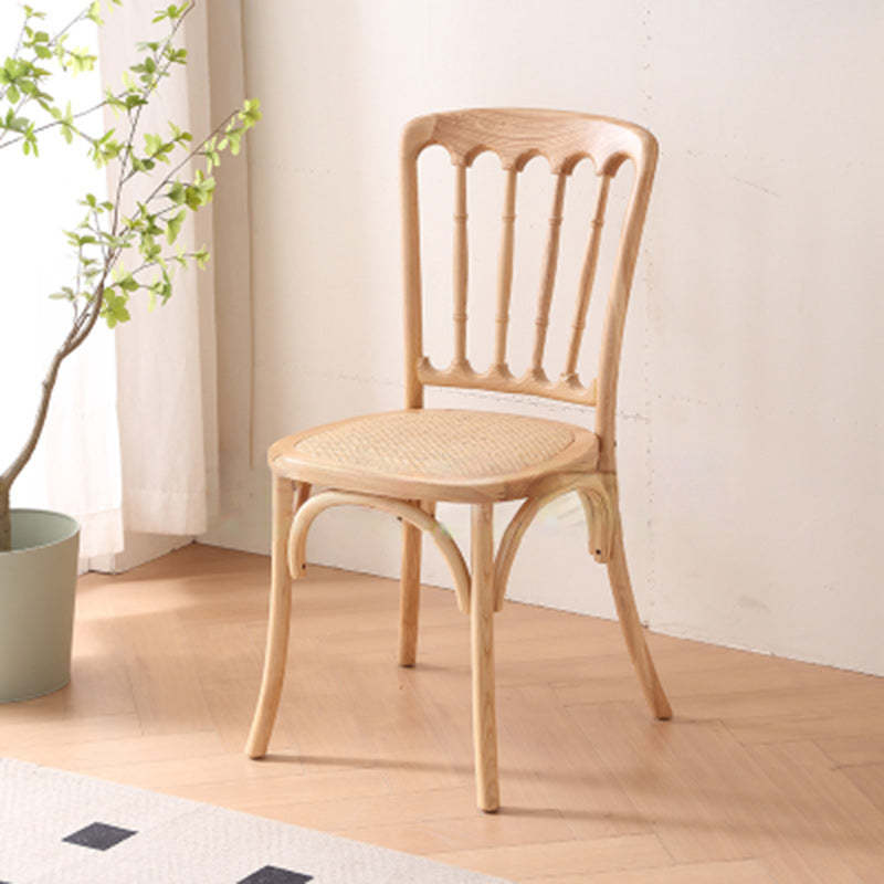 Vintage Rattan Solid Wood Dining Chair — Black Walnut / Rattan